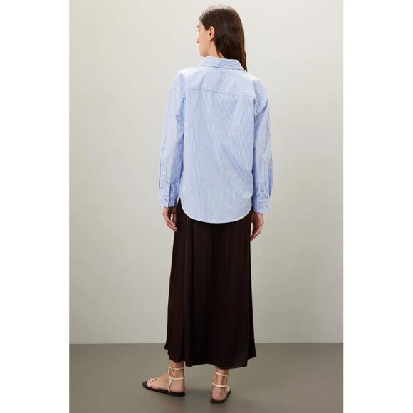 DONNI. Blue and White Striped Button Down Shirt - Picture 2 of 6